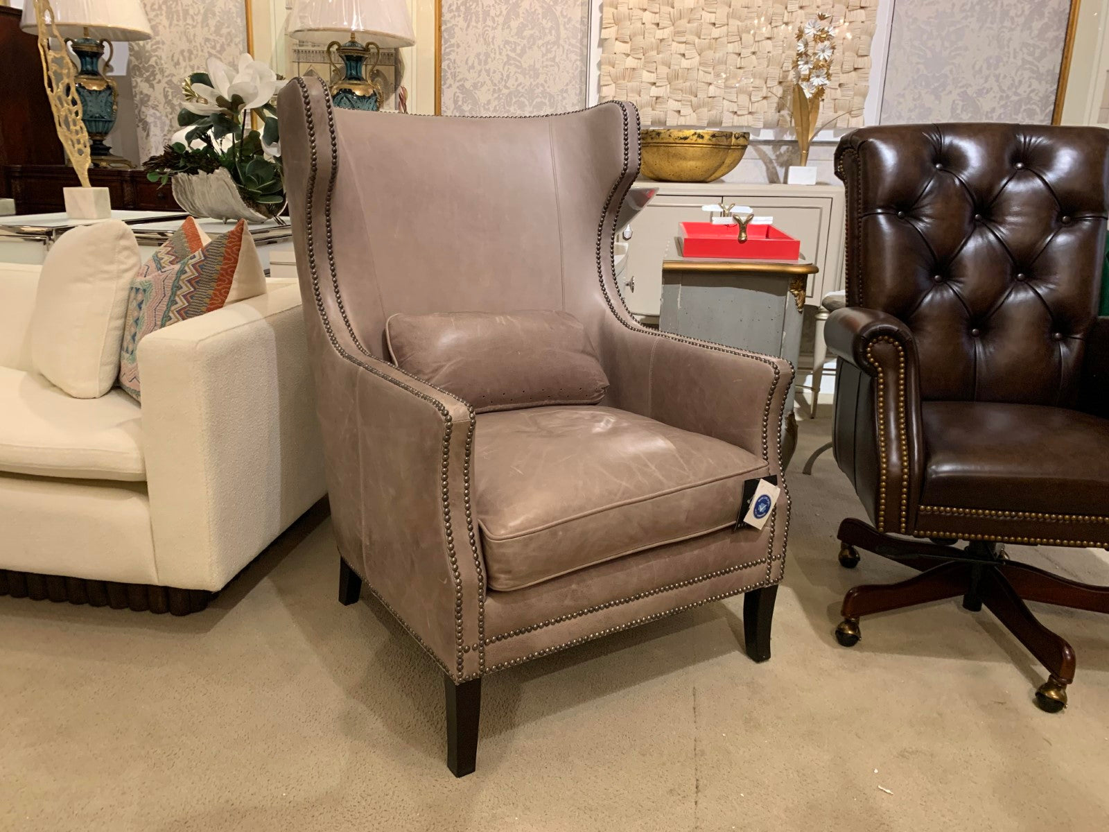 Bernhardt Kingston Leather Chair Floor Sample