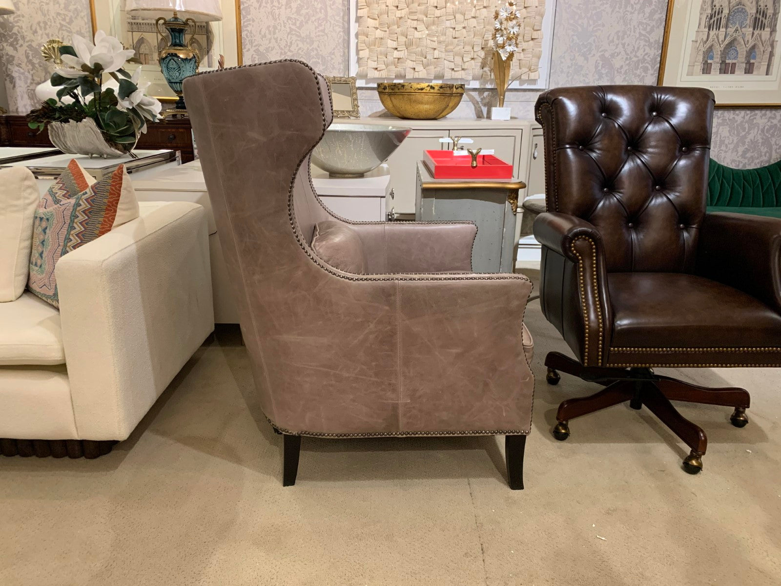 Bernhardt Kingston Leather Chair Floor Sample