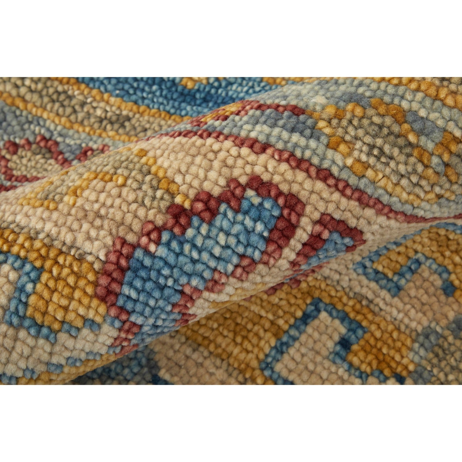 Feizy Fillmore 6944F Traditional Geometric Rug in Blue/Yellow/Red