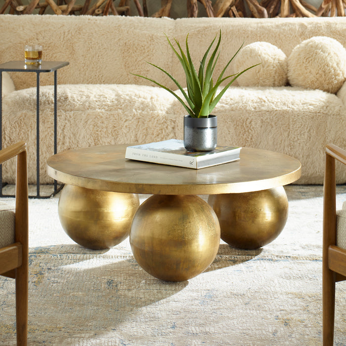 Uttermost Triplet Antique Brass Coffee Table