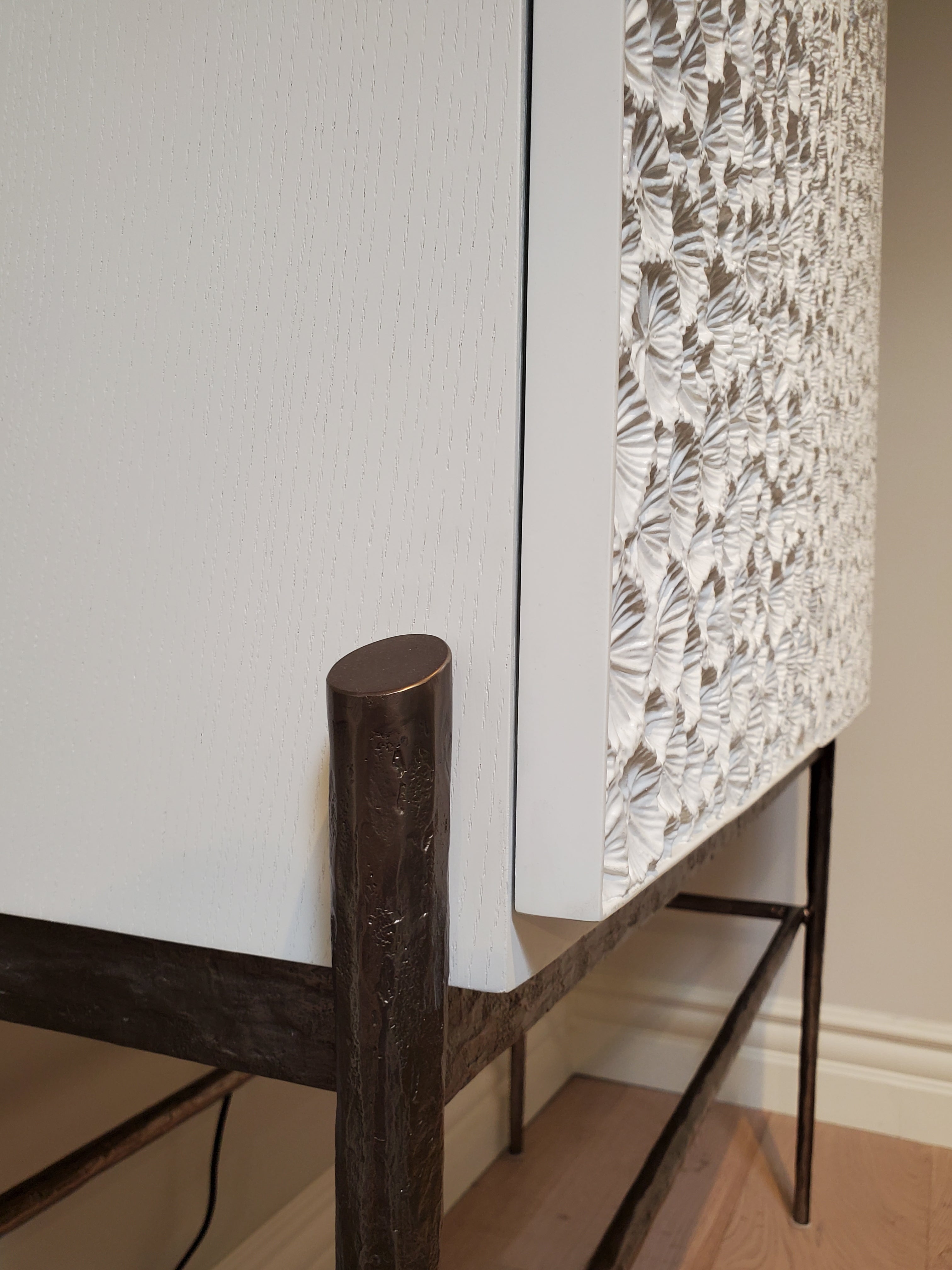 Jonathan Charles Pelagic Cast Metal Bar Cabinet Floor Sample
