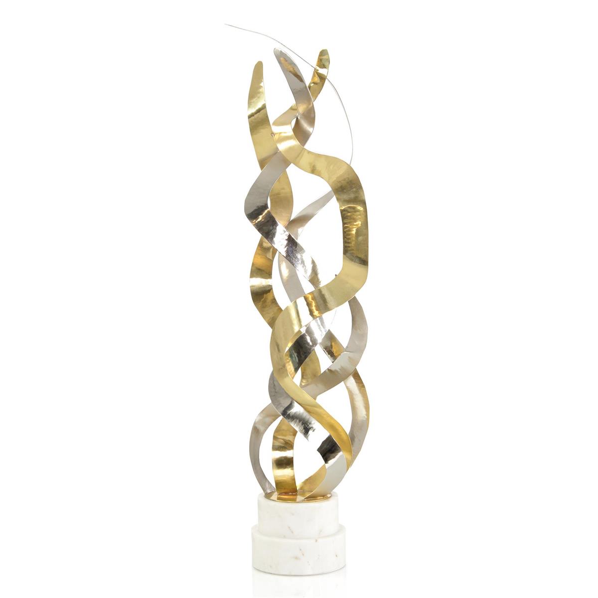 John Richard Brass And Silver Swirling Ribbons Sculpture