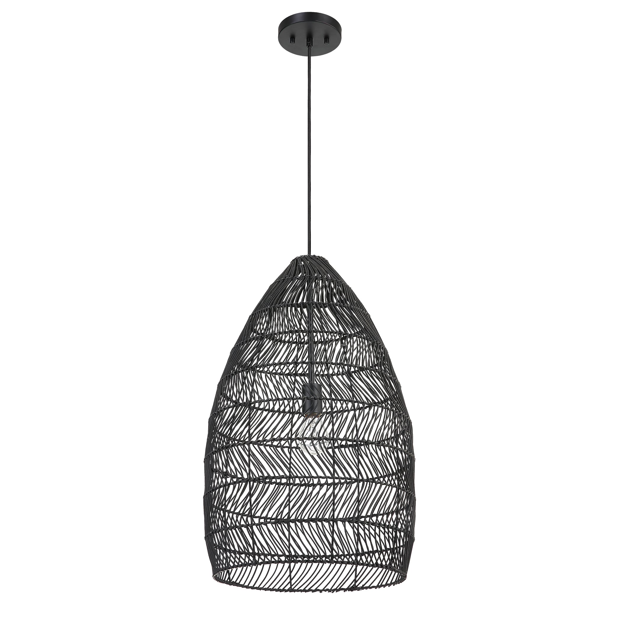 Uttermost Nandi 1 Light Woven Black Pendant