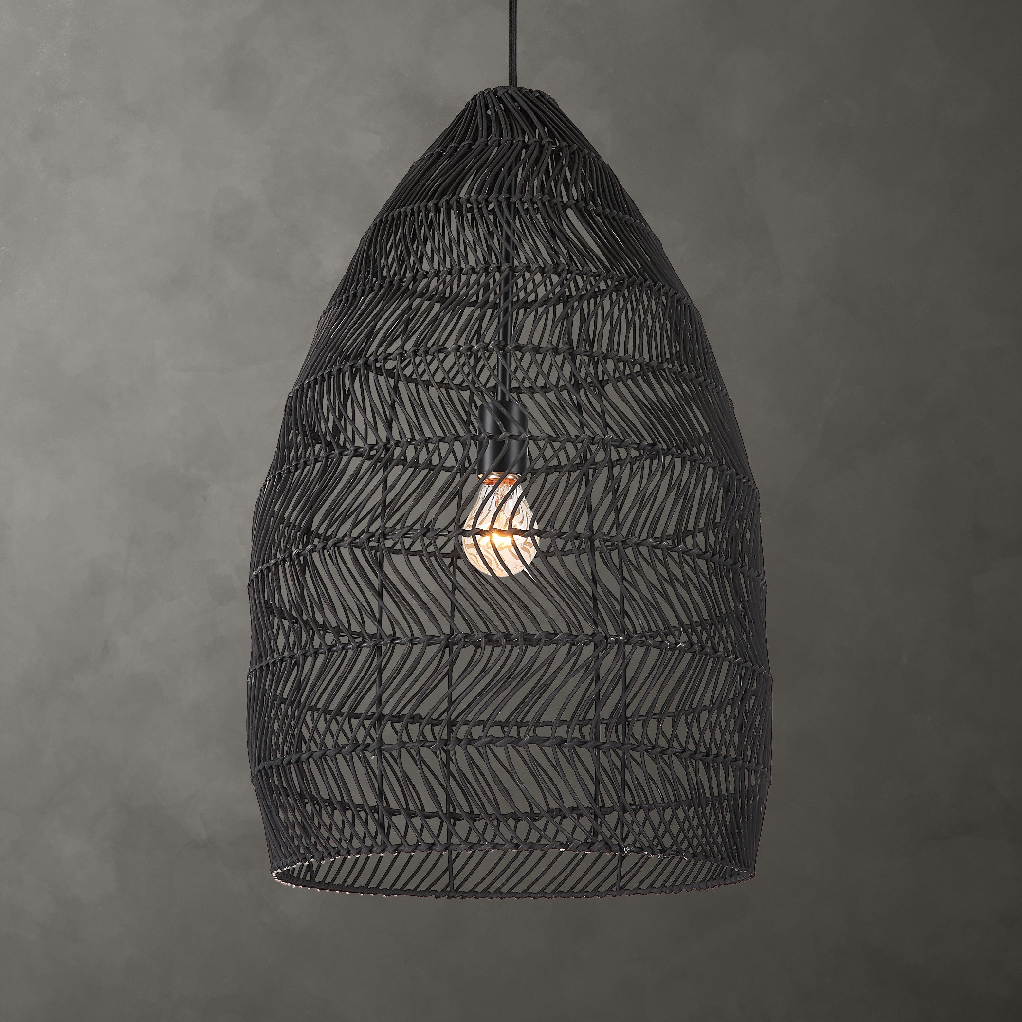 Uttermost Nandi 1 Light Woven Black Pendant