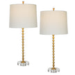 Modern Accents Elegant Metal Body Round Crystal Base Table Lamp - Set of 2