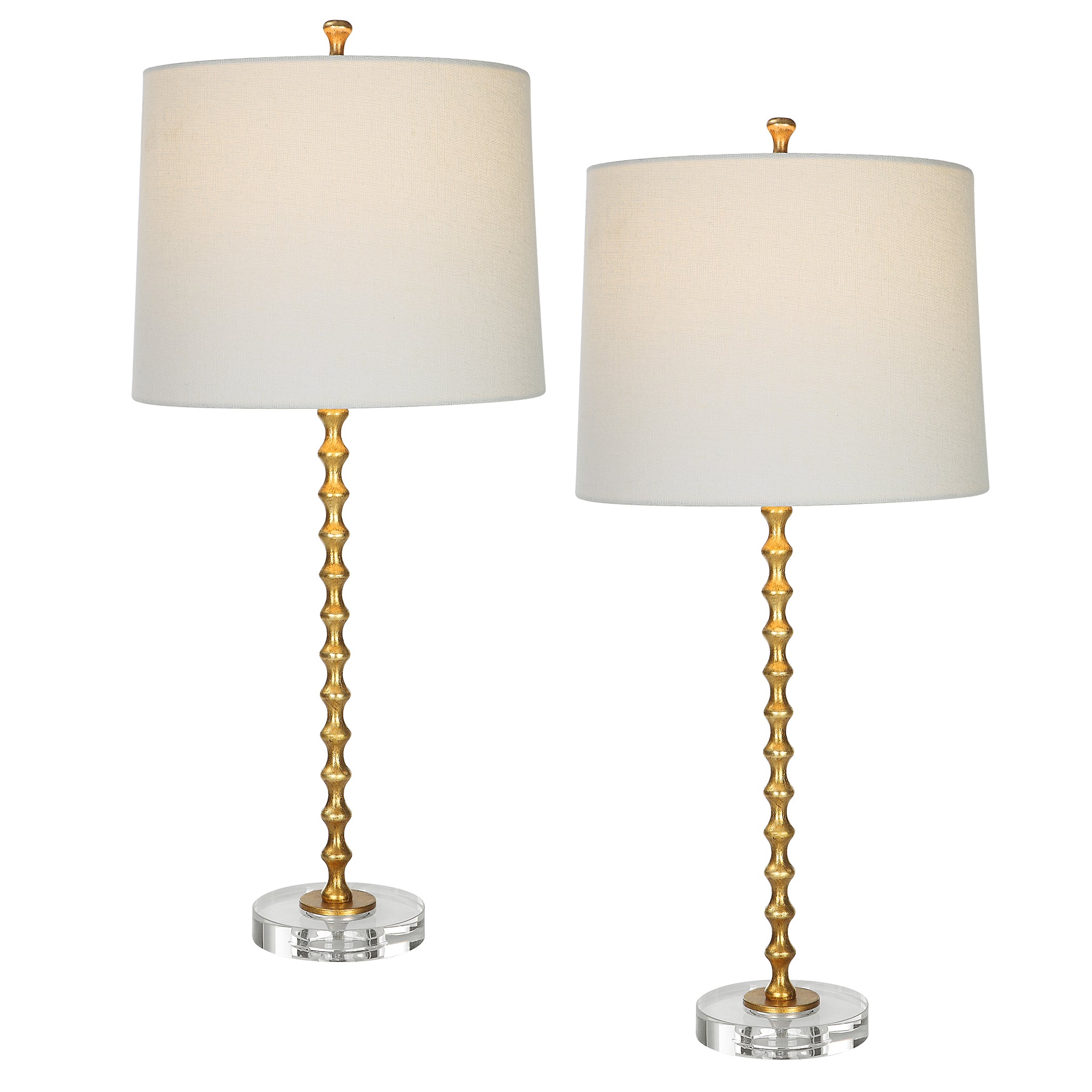 Modern Accents Elegant Metal Body Round Crystal Base Table Lamp - Set of 2