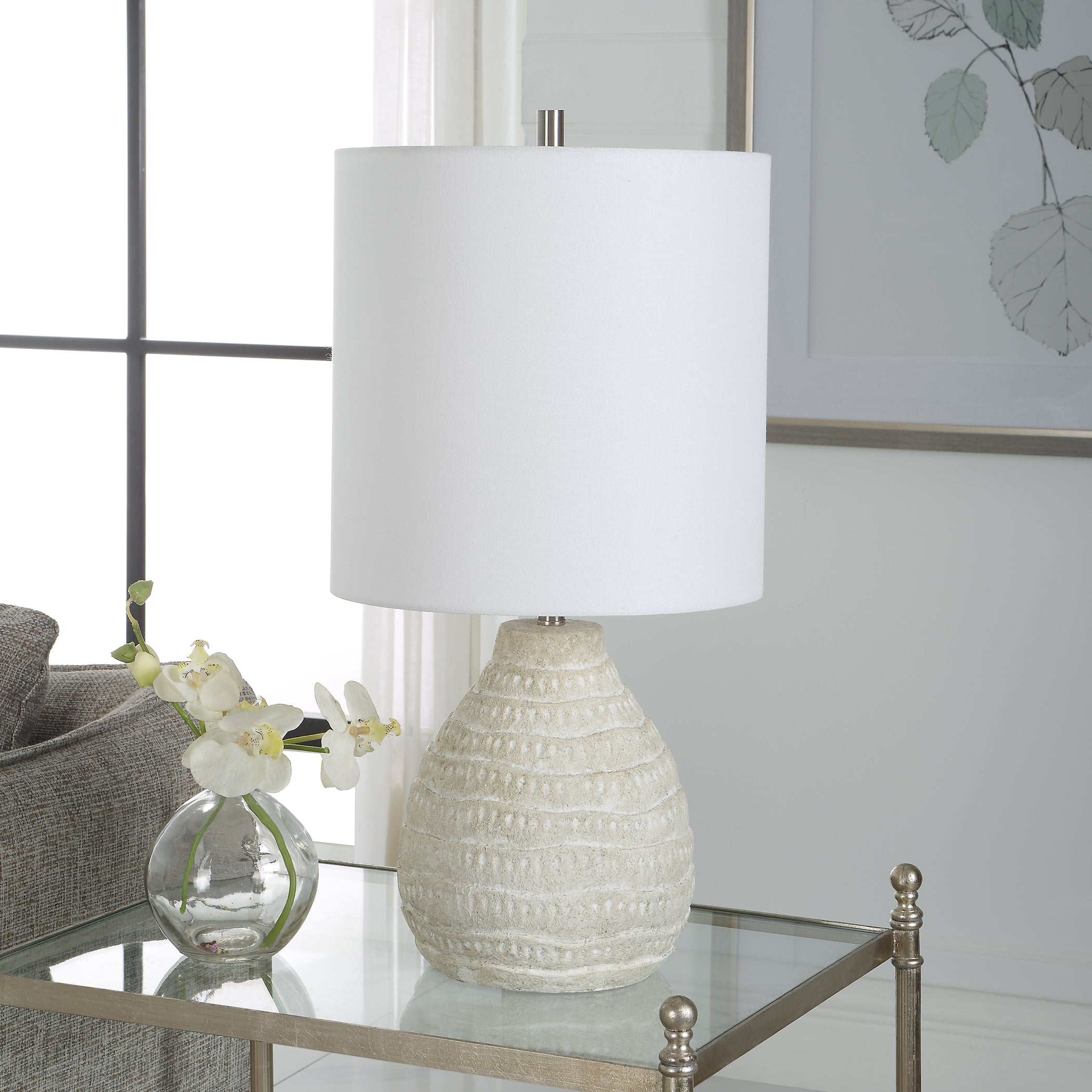 Modern Accents Textured Organic Shaped Porcelain Ceramic Table Lamp