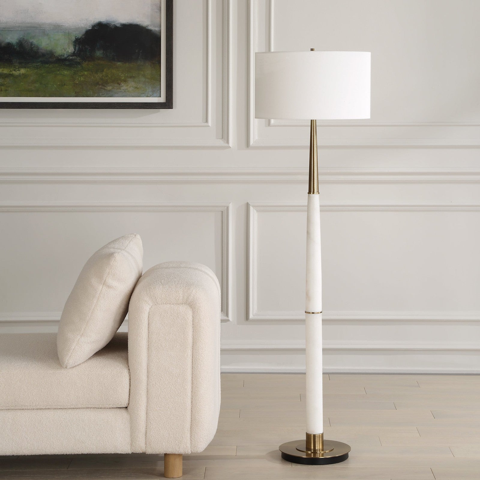 Uttermost Faro White Marble Floor Lamp