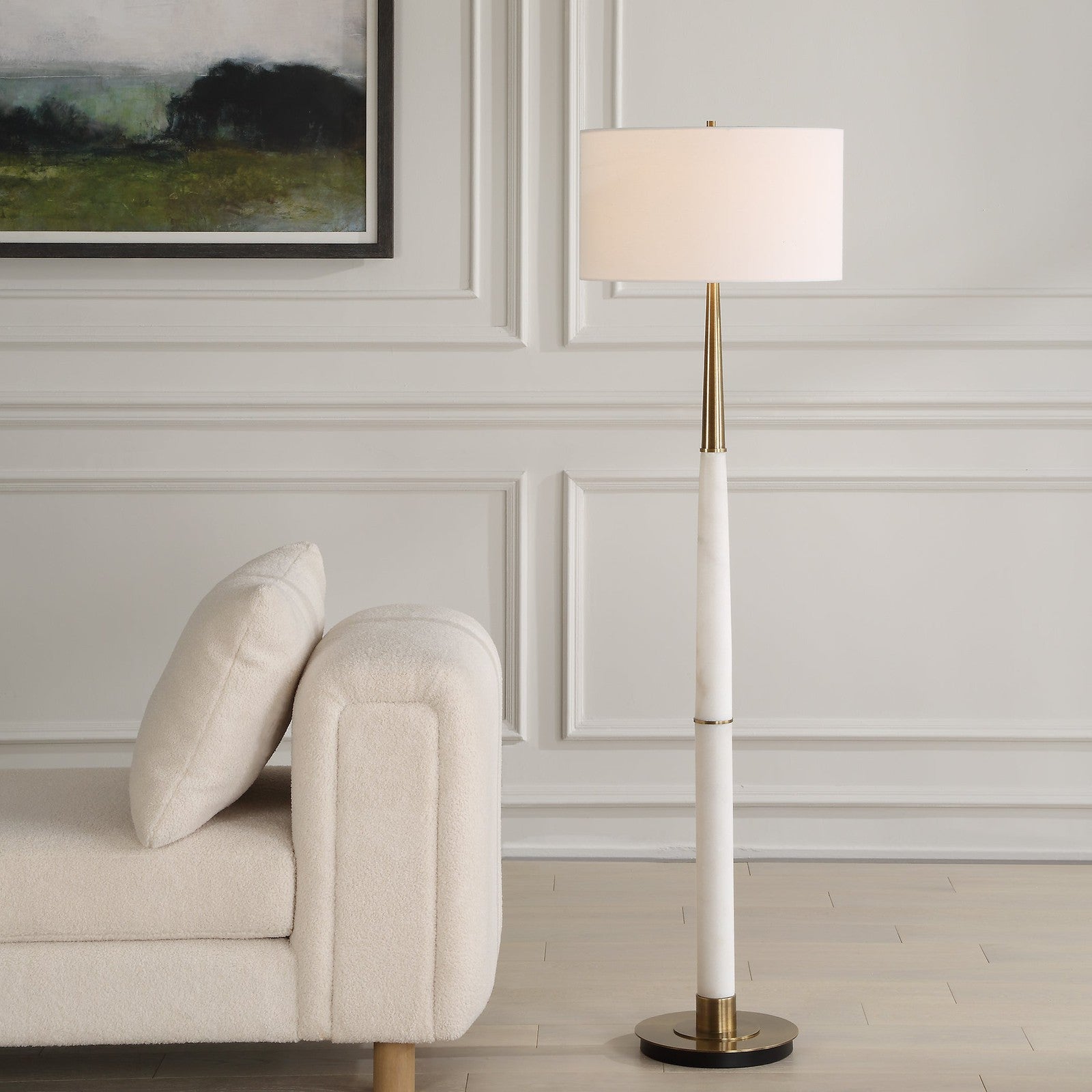 Uttermost Faro White Marble Floor Lamp