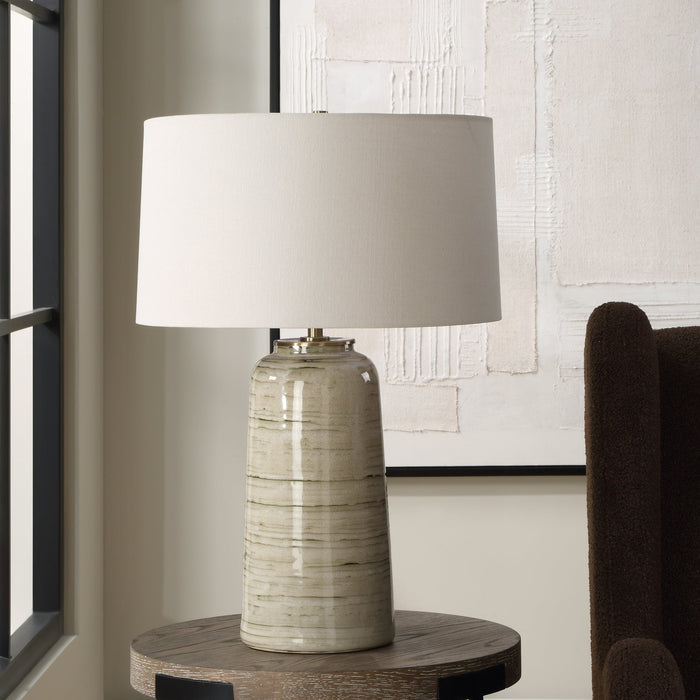 Uttermost Strata Tan Glaze Table Lamp