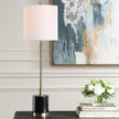 Modern Accents Round Black Marble Base Buffet Lamp