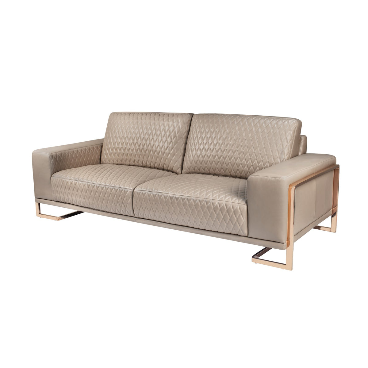 Michael Amini Mia Bella Gianna Leather Sofa - Light Coffee/Rose Gold ...