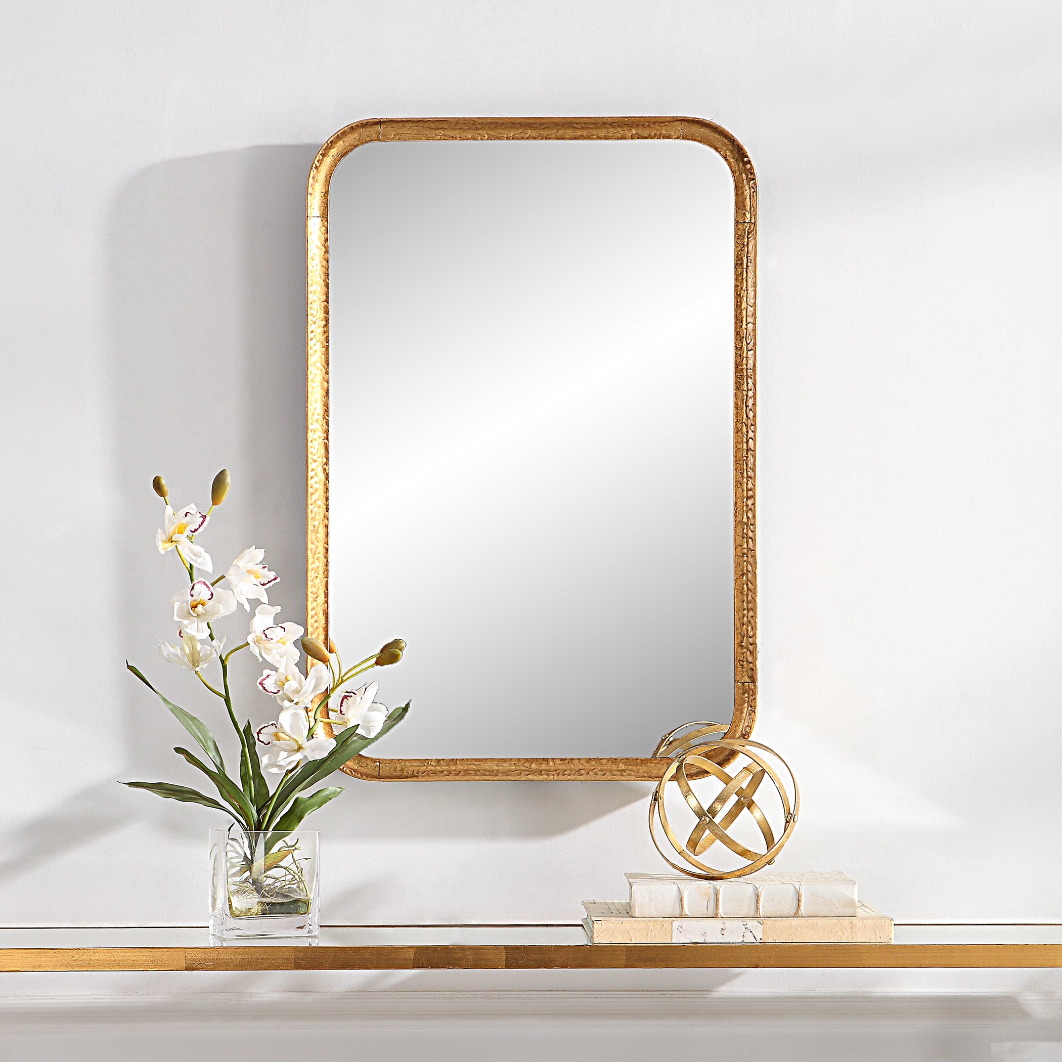 Modern Accents Rectangular Hammered Metal Mirror