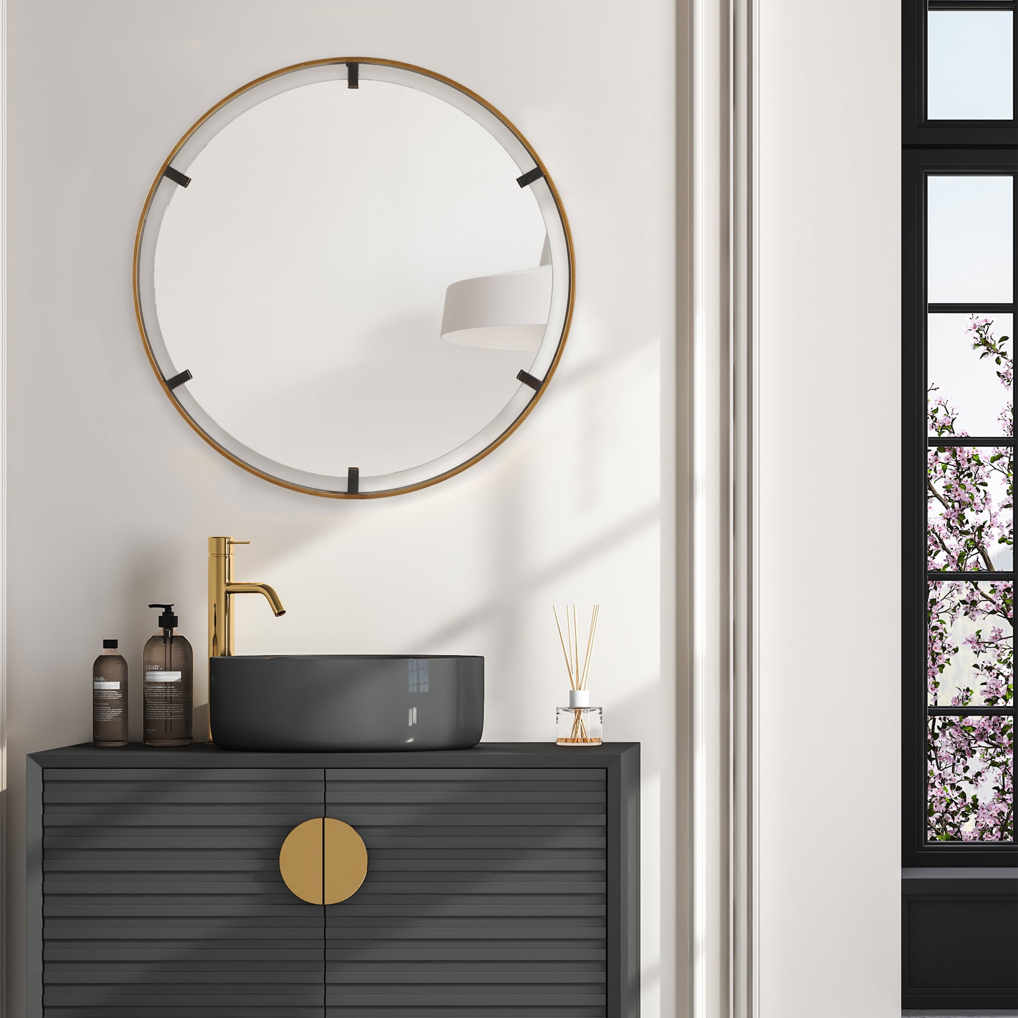 Modern Accents Round Floating Mirror