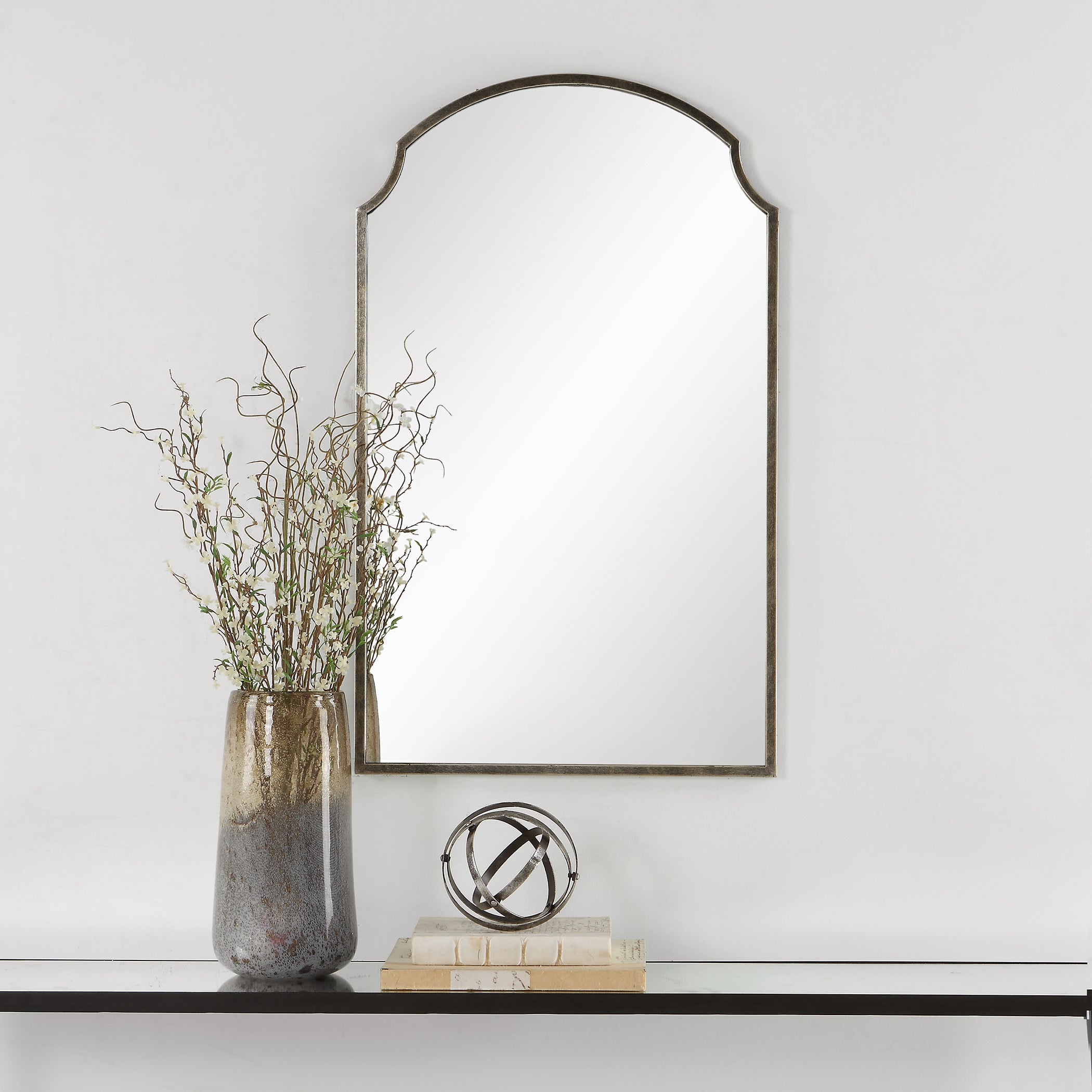 Modern Accents Scalloped Corners Metal Frame Mirror