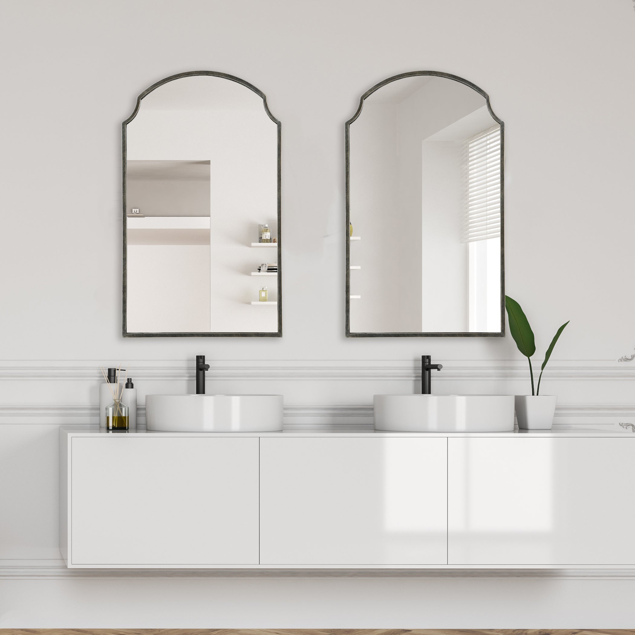 Modern Accents Scalloped Corners Metal Frame Mirror