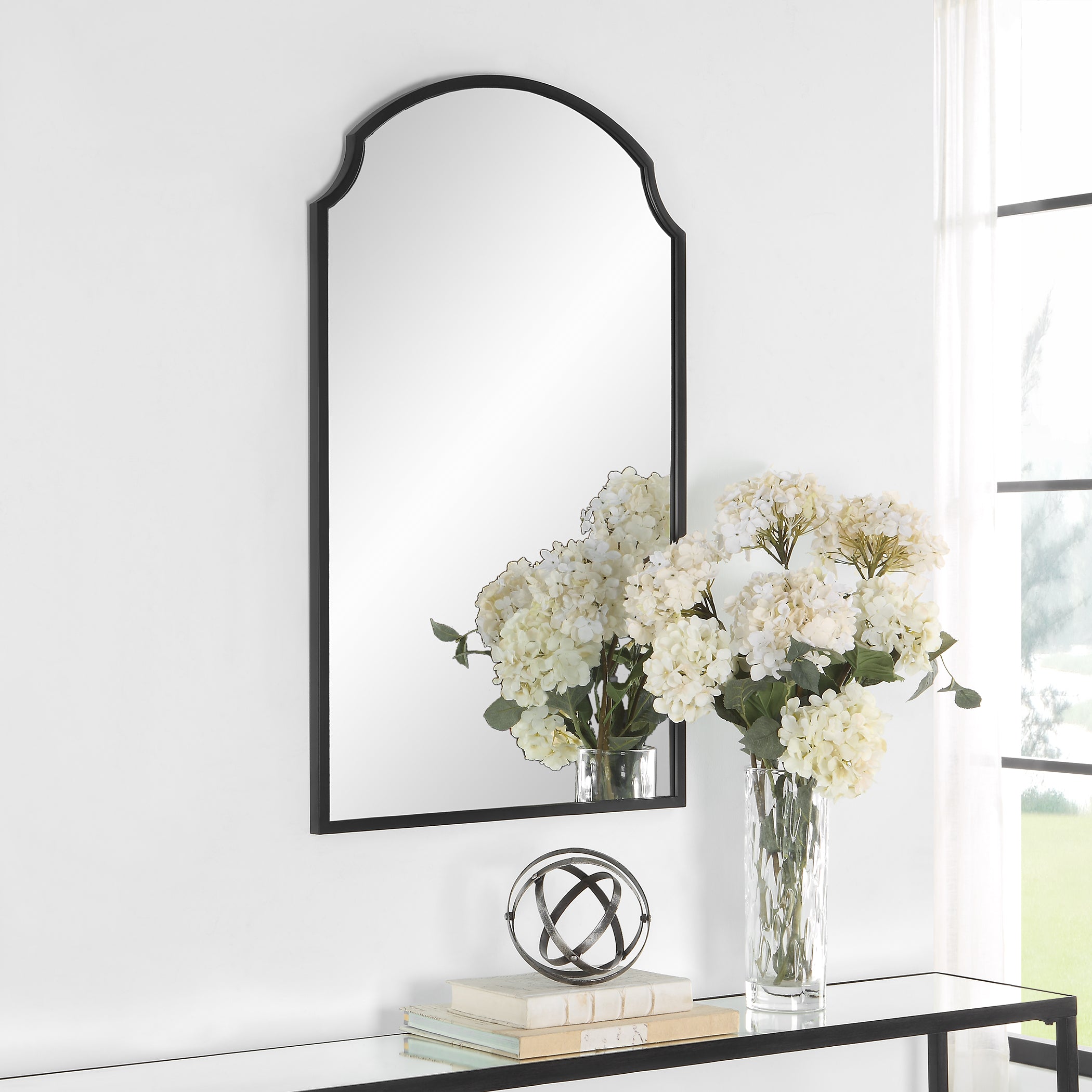 Modern Accents Scalloped Corners Metal Frame Mirror