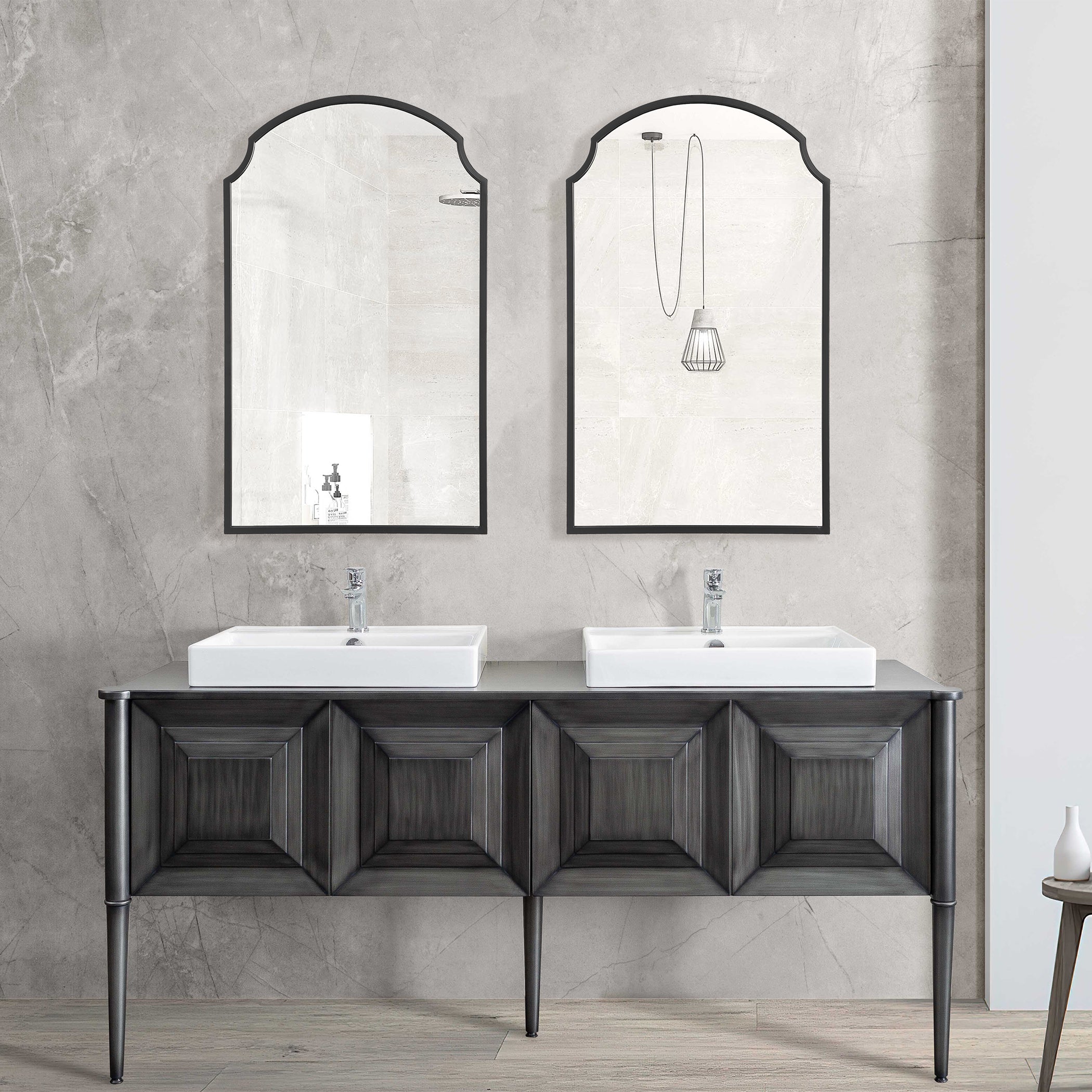 Modern Accents Scalloped Corners Metal Frame Mirror