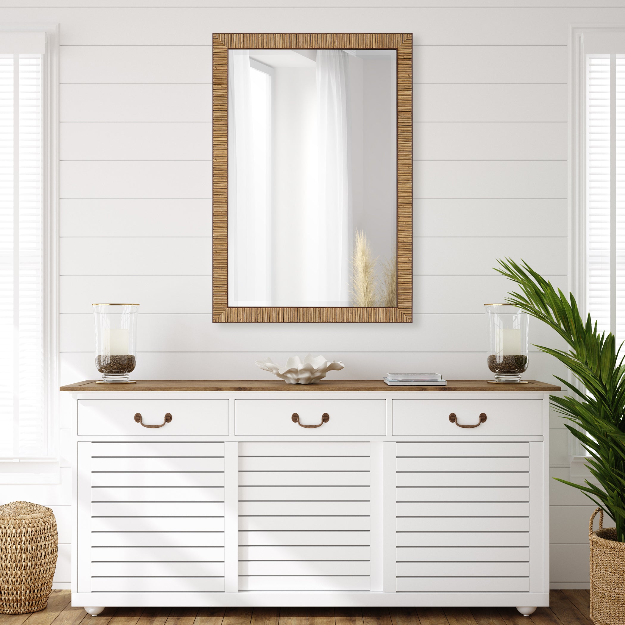 Modern Accents Coastal Decor Rattan Frame Mirror