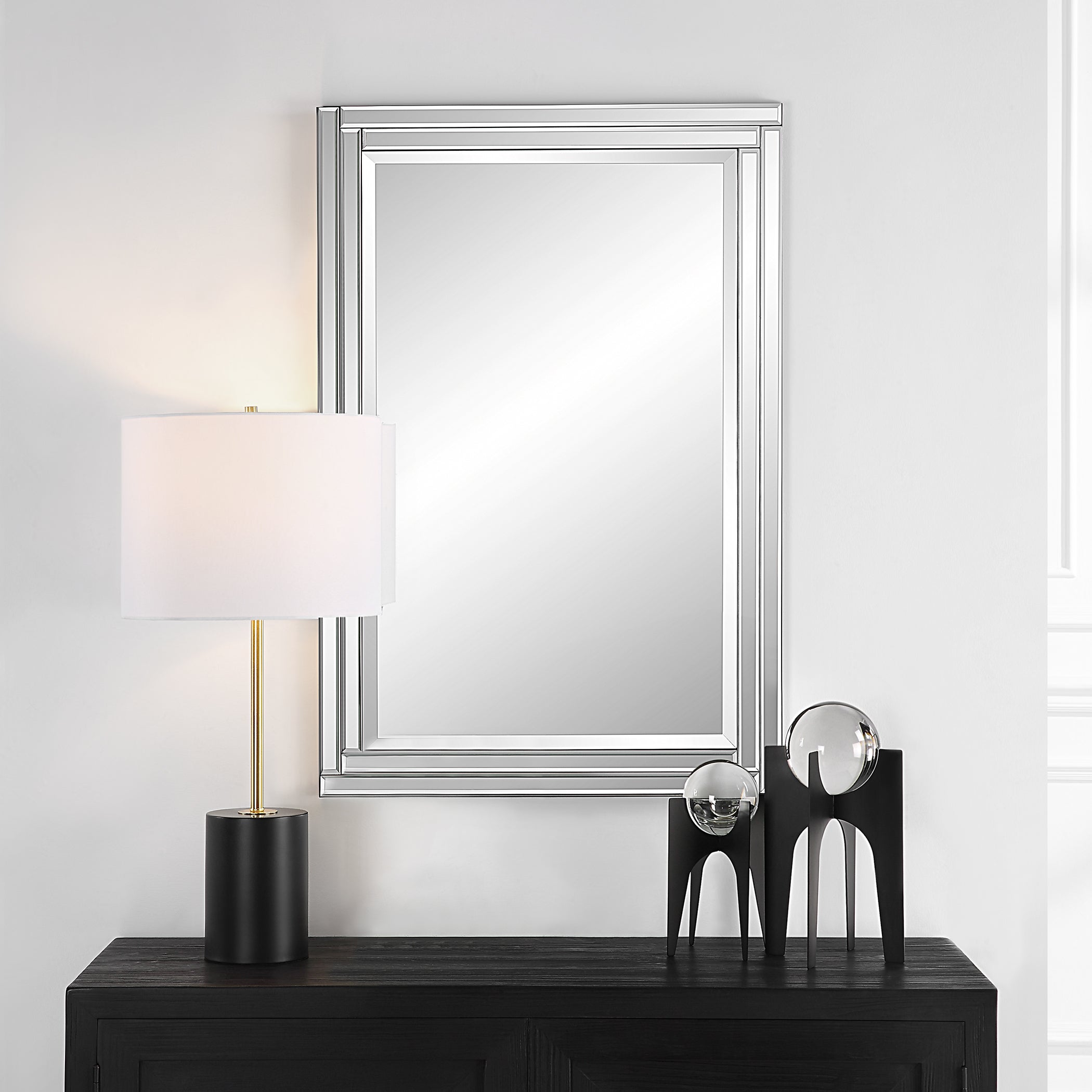 Modern Accents Two Rows Frame Features Mirror