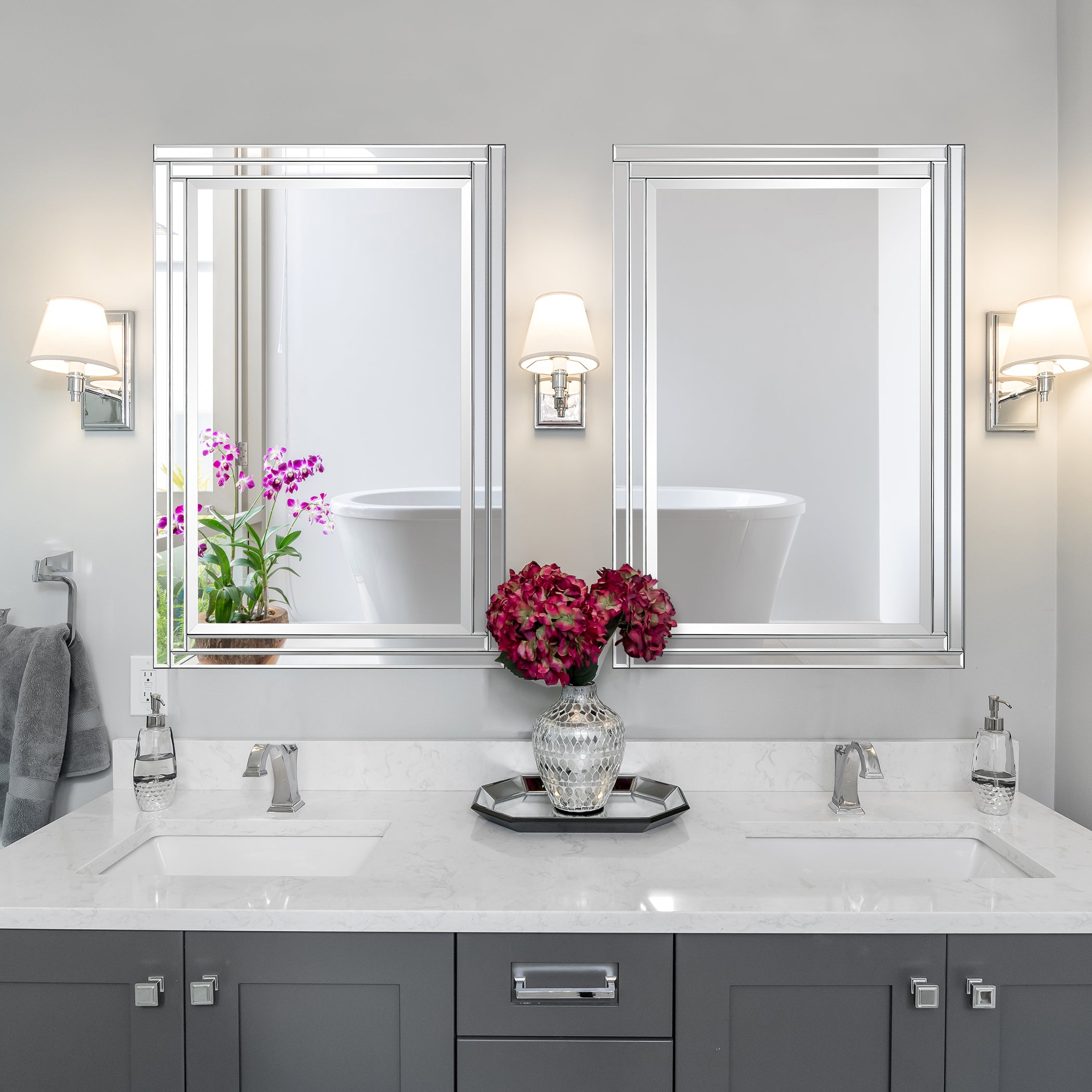 Modern Accents Two Rows Frame Features Mirror