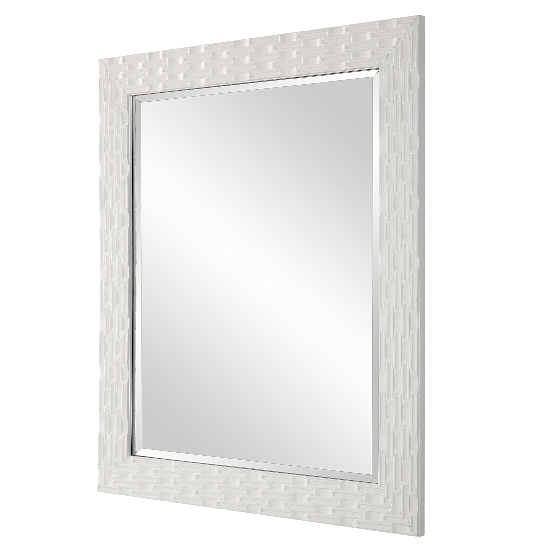 Modern Accents Soft White Finish Rectangular Mirror