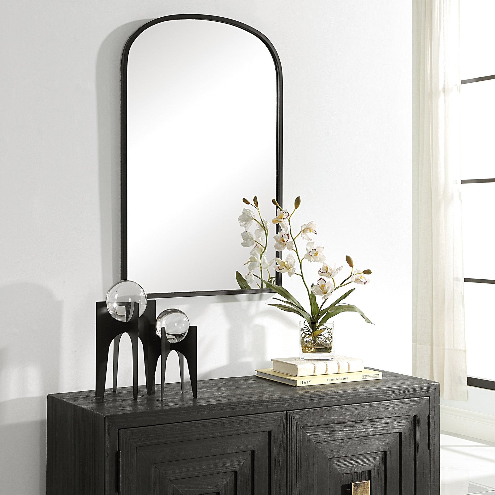 Modern Accents Slight Arch Top Metal Frame Mirror