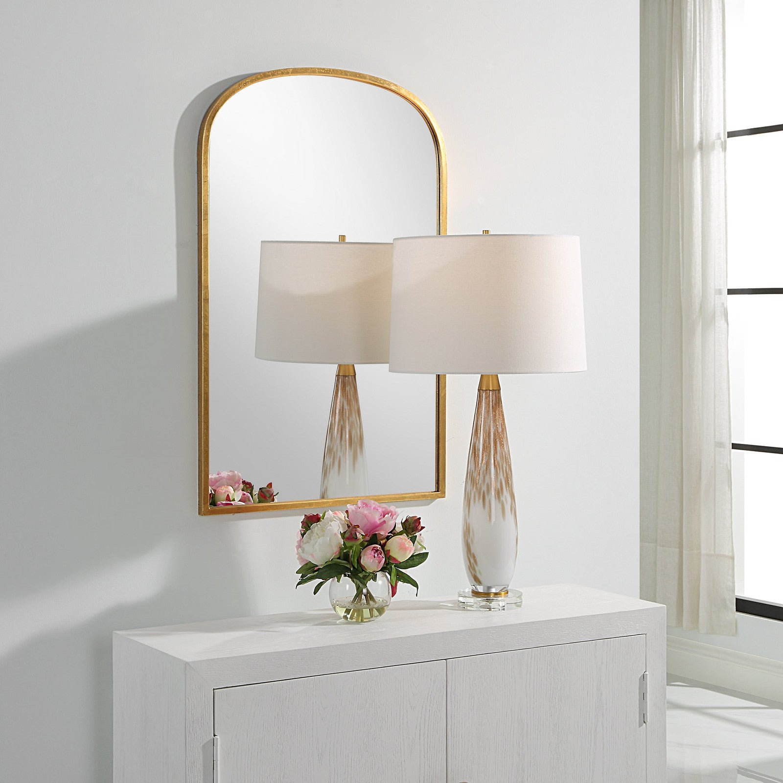 Modern Accents Slight Arch Top Metal Frame Mirror