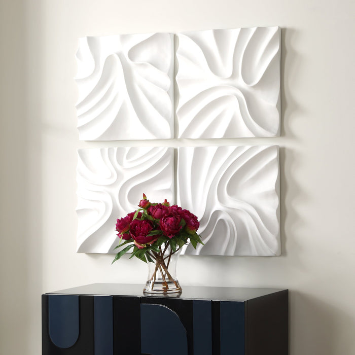 Uttermost Snowdrift Scultped White Wall Decor - Set of 4