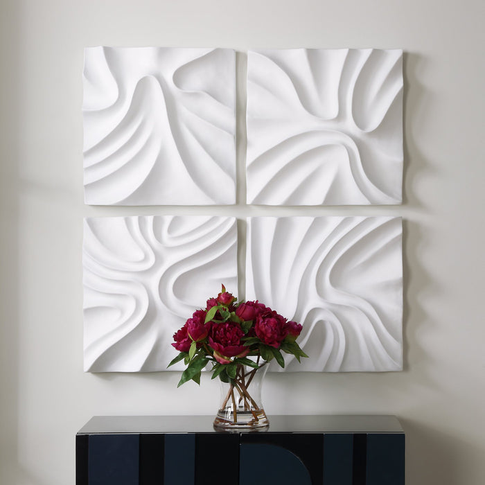 Uttermost Snowdrift Scultped White Wall Decor - Set of 4