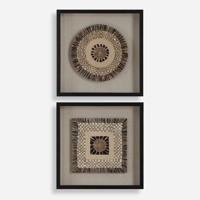 Uttermost Intertwine Knit Paper Shadow Box - Set of 2