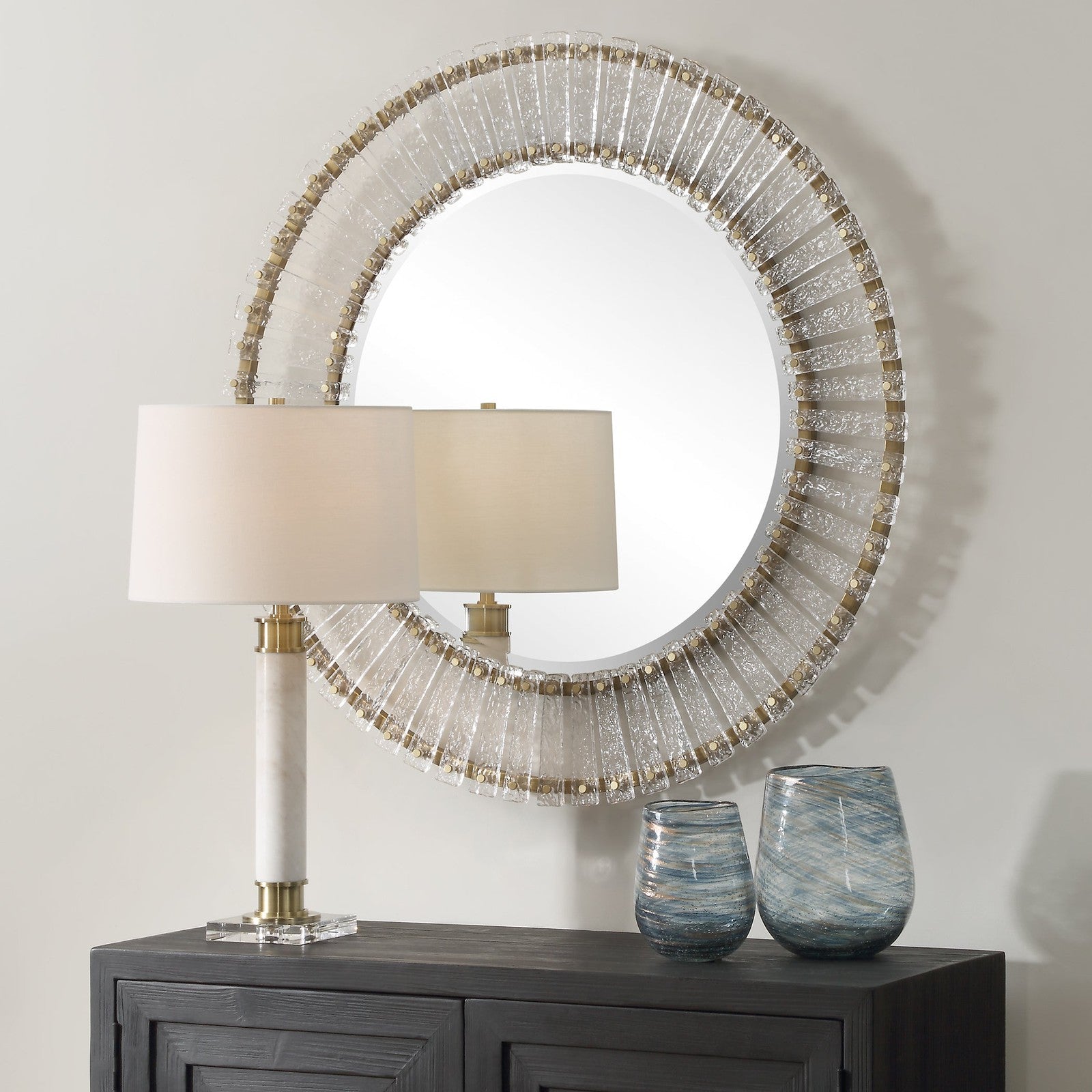 Uttermost Denali Textured Glass Round Mirror