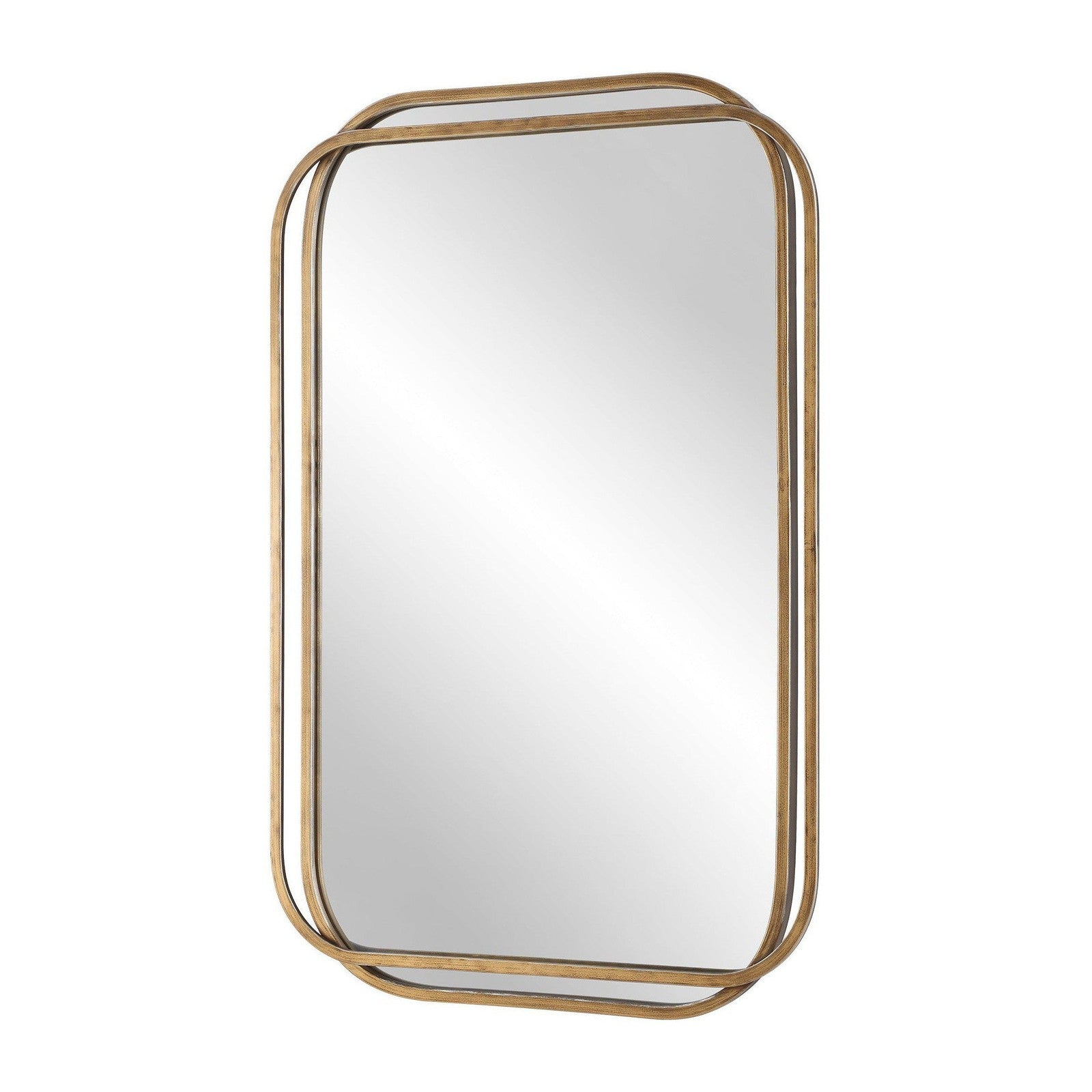 Modern Accents Overlapping Metal Frames With Radius Corners Mirror