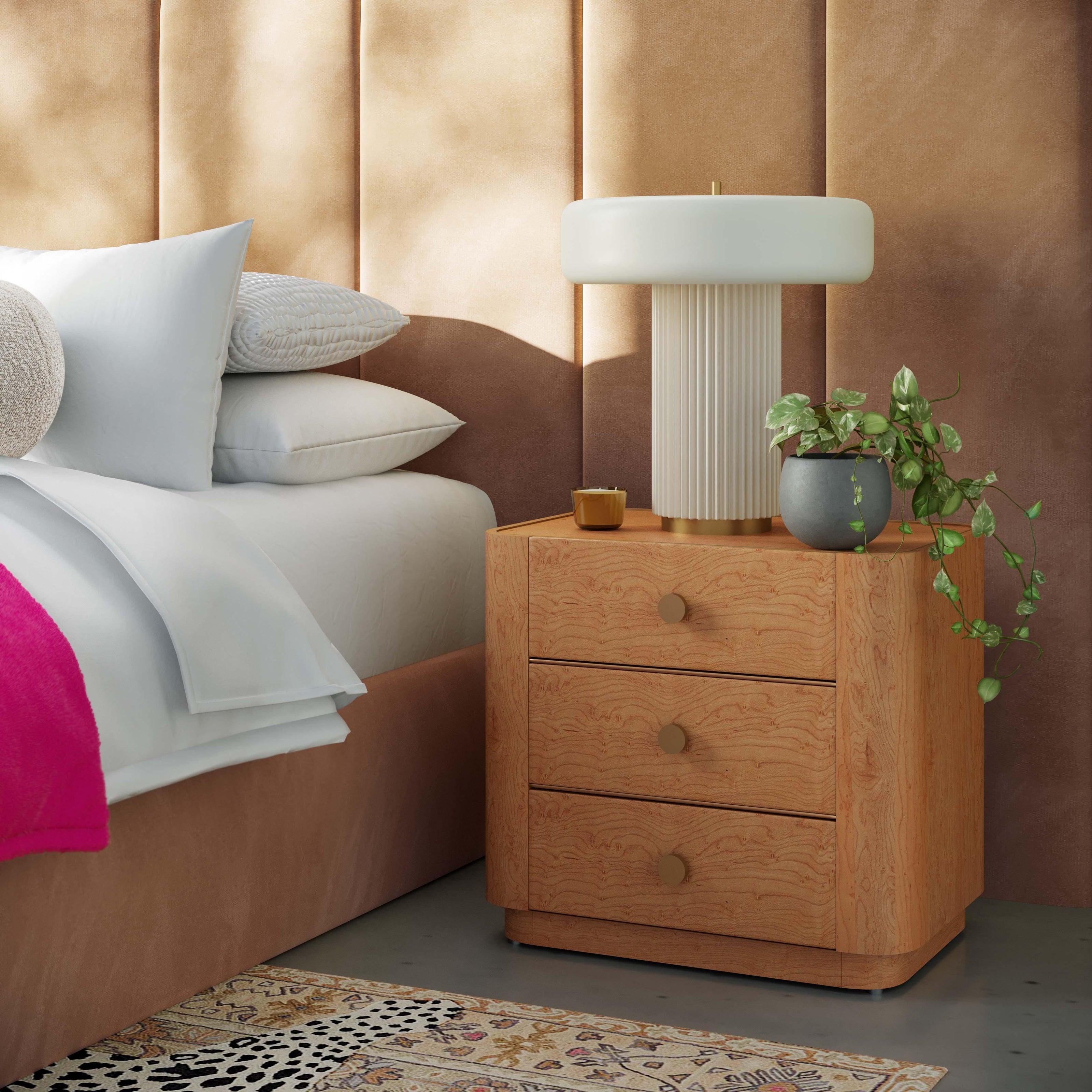 TOV Furniture Abigail Natural Birdseye Maple Nightstand