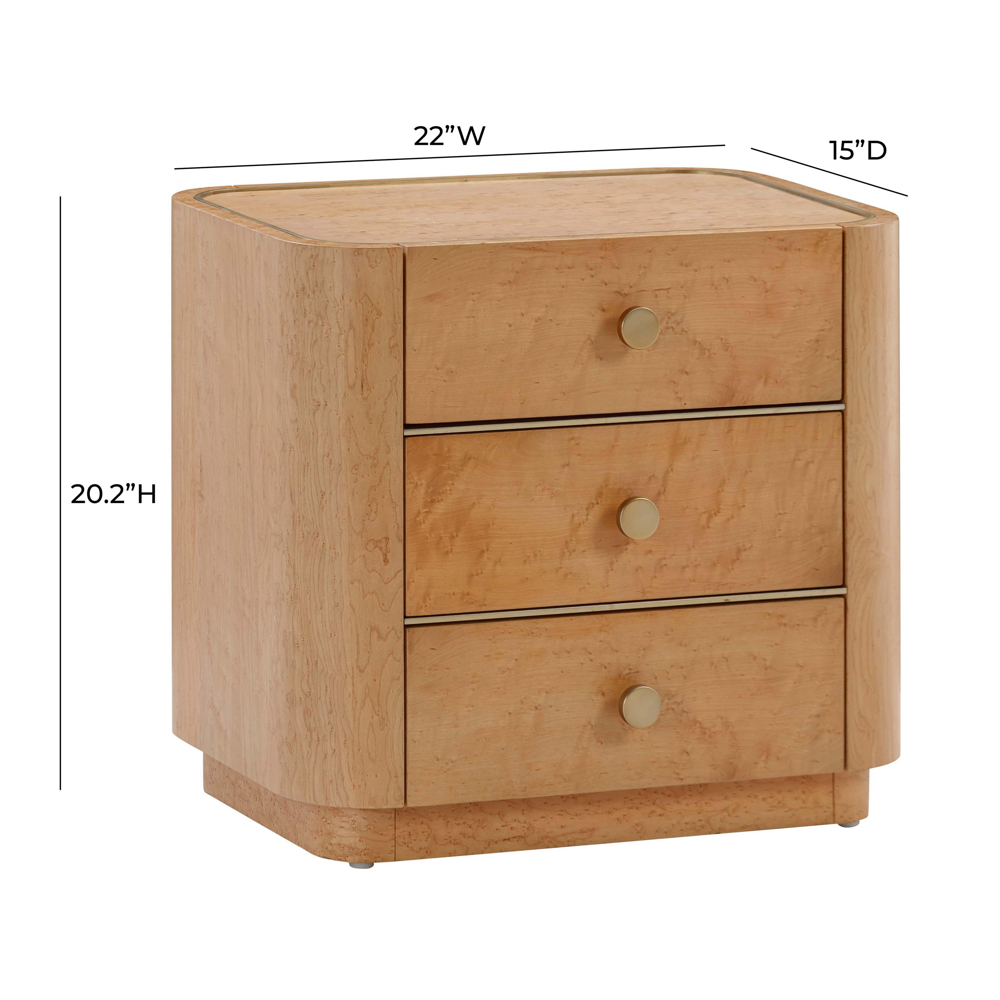 TOV Furniture Abigail Natural Birdseye Maple Nightstand