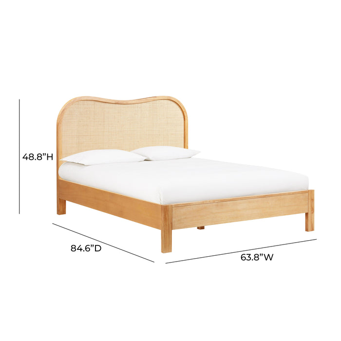 TOV Furniture Grappa Natural Wood & Rattan Bed