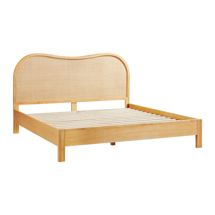 TOV Furniture Grappa Natural Wood & Rattan Bed