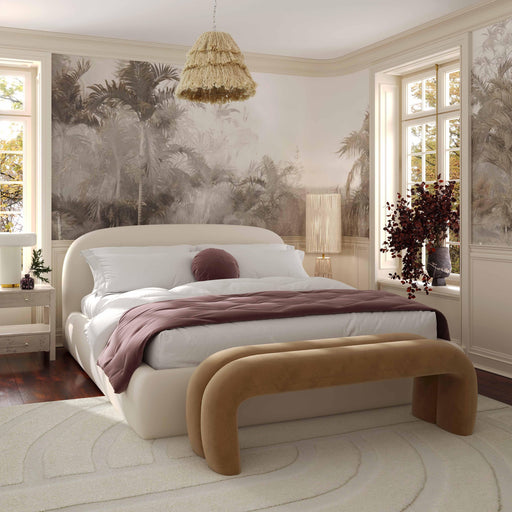 TOV Furniture Bara Cream Textured Velvet Bed