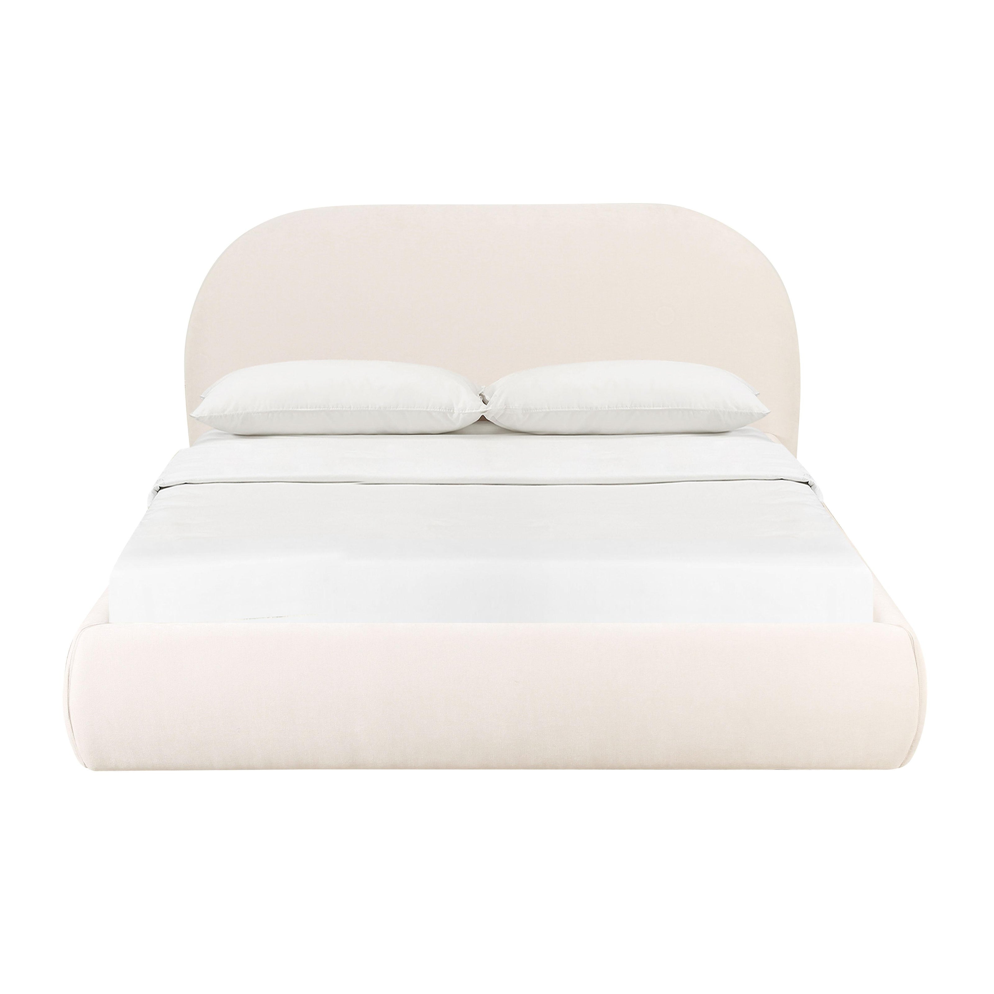 TOV Furniture Bara Cream Textured Velvet Bed