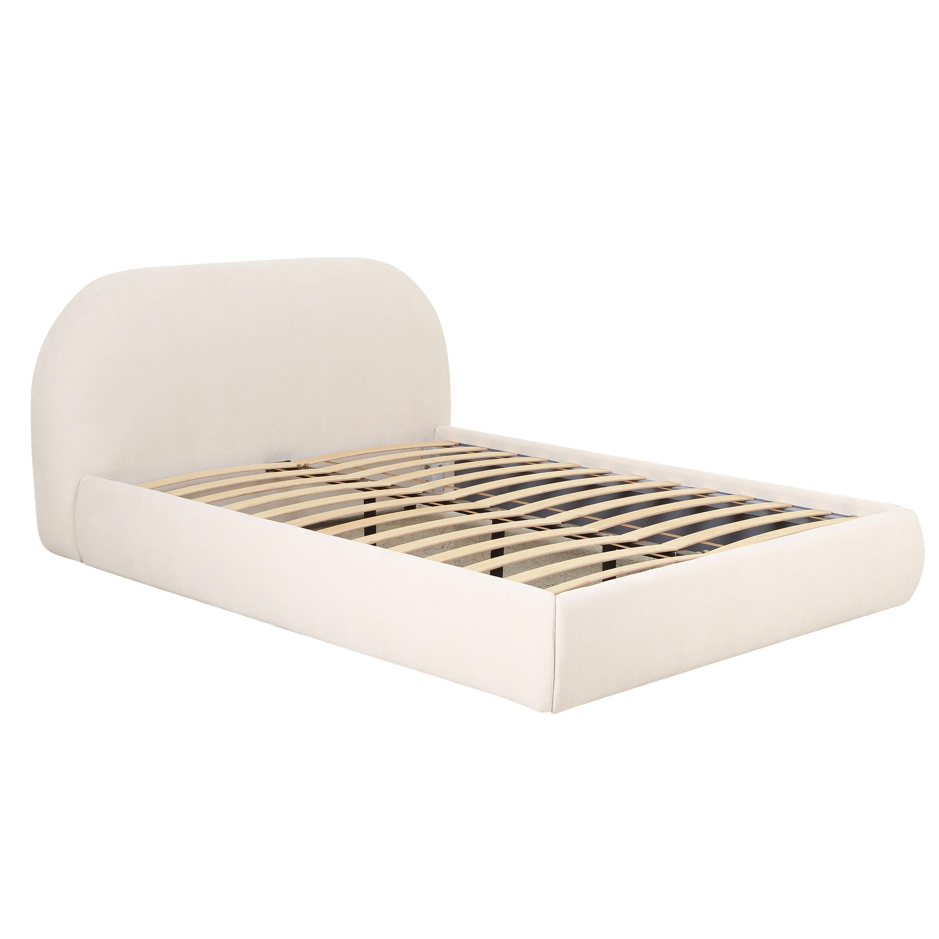 TOV Furniture Bara Cream Textured Velvet Bed