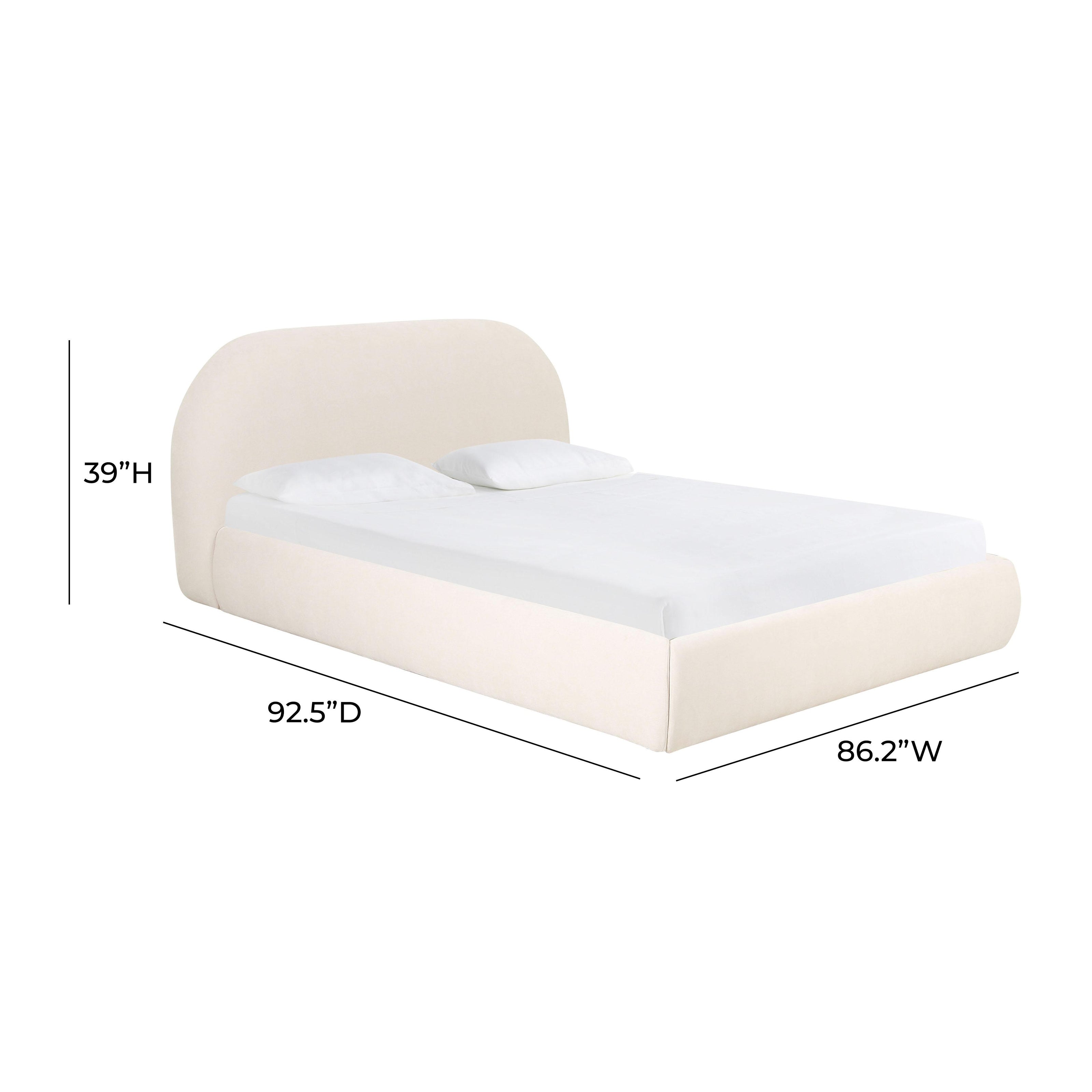 TOV Furniture Bara Cream Textured Velvet Bed