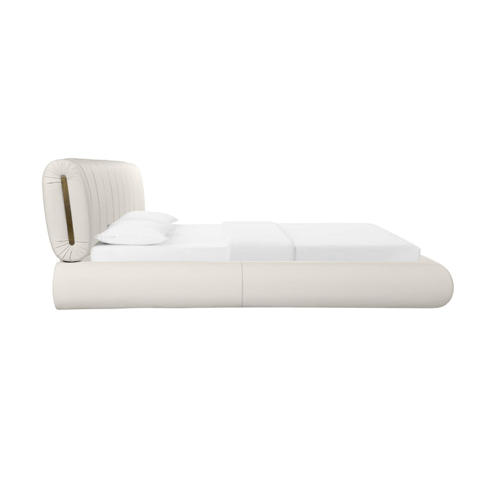 TOV Furniture Karol Cream Vegan Leather Bed