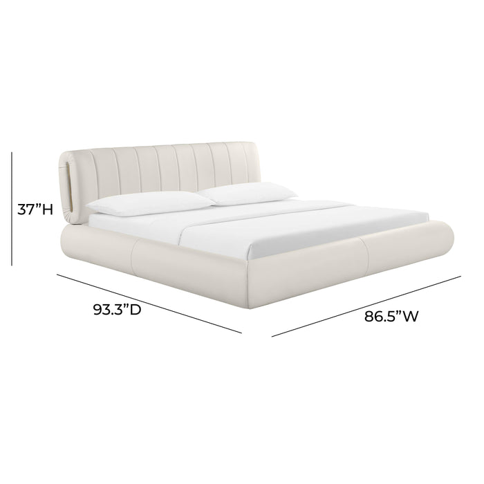 TOV Furniture Karol Cream Vegan Leather Bed