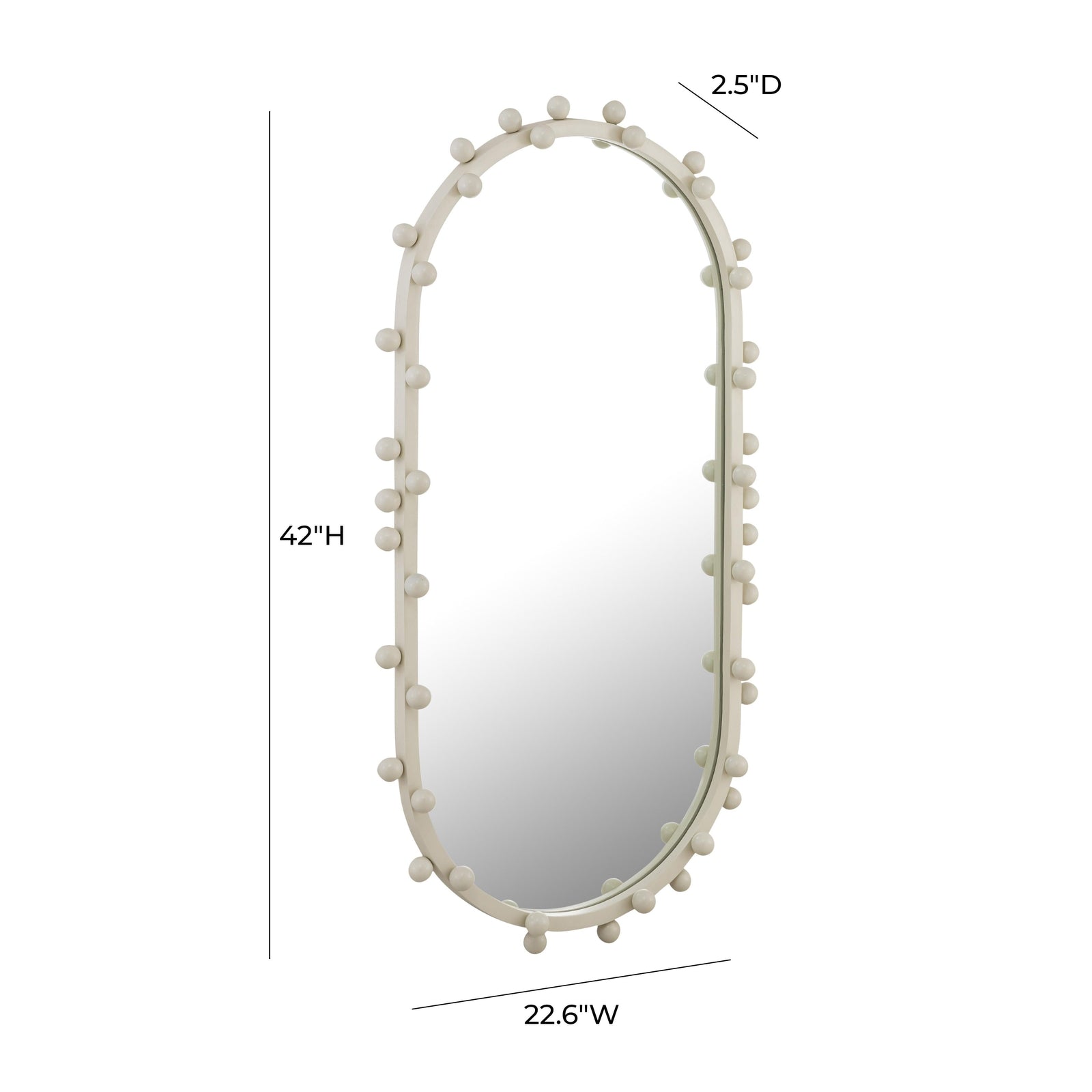 TOV Furniture Bubbles Ivory Oval Wall Mirror