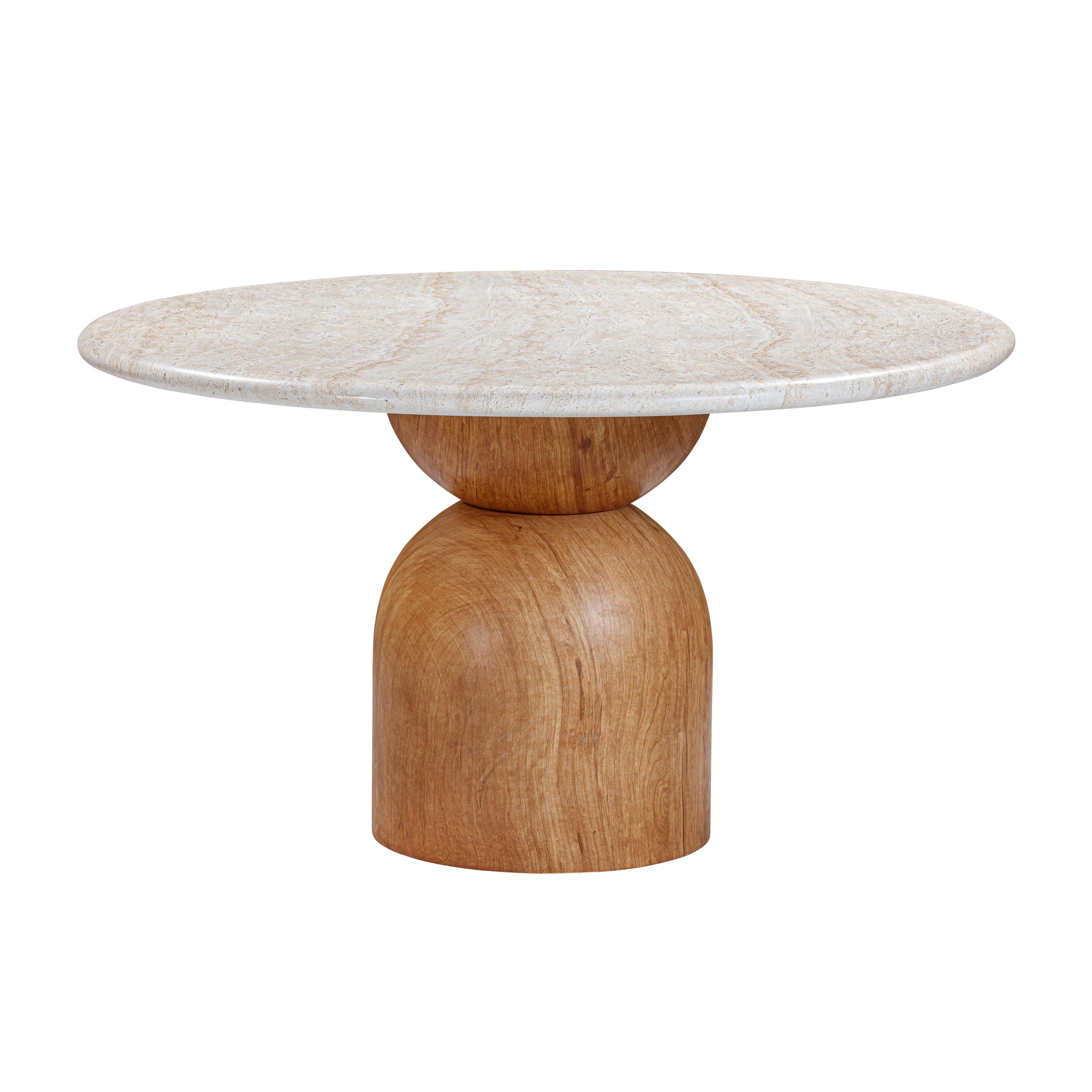 TOV Furniture Cynthia Travertine Concrete Indoor / Outdoor 54 Inch Round Dining Table