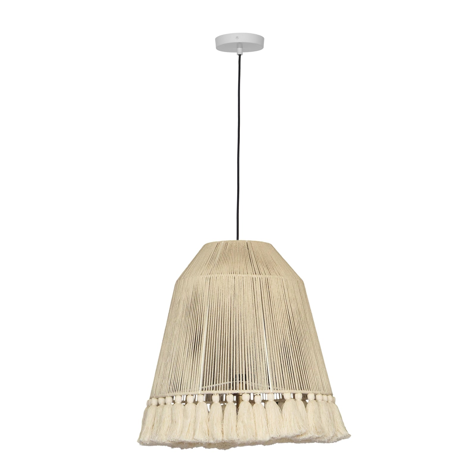 TOV Furniture Helen White Cotton Tasseled Pendant Lamp