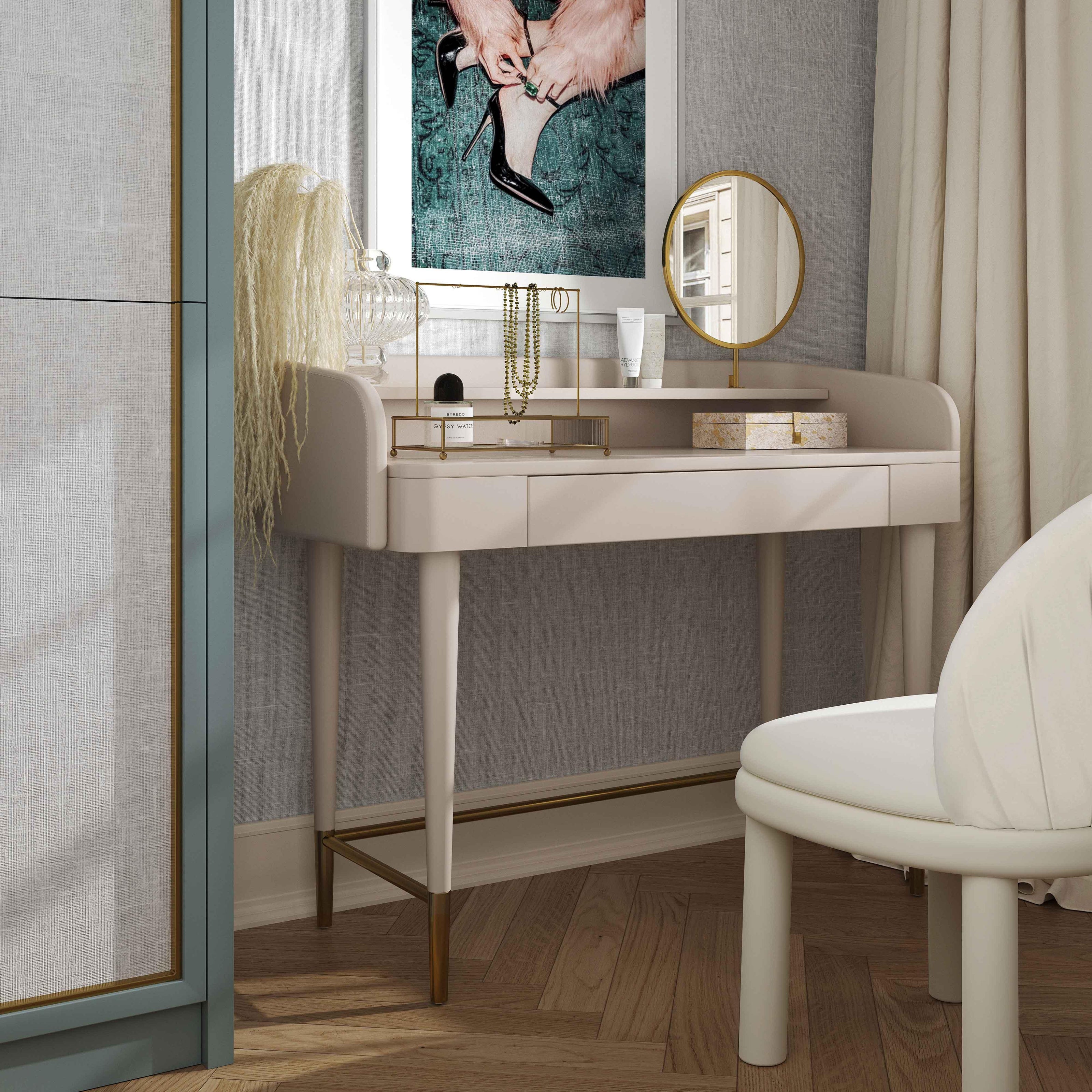 TOV Furniture Penelope Vegan Leather Wrapped Vanity Desk