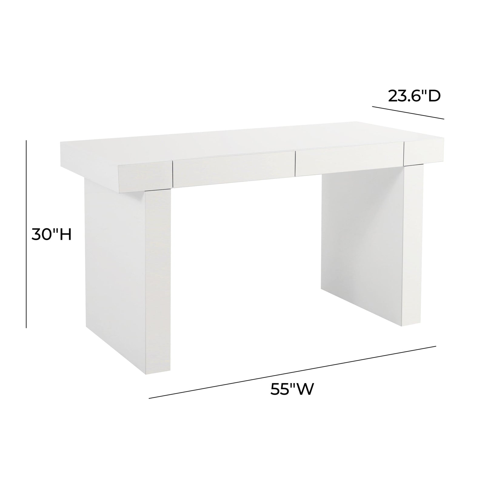 TOV Furniture Clara Glossy White Lacquer Desk