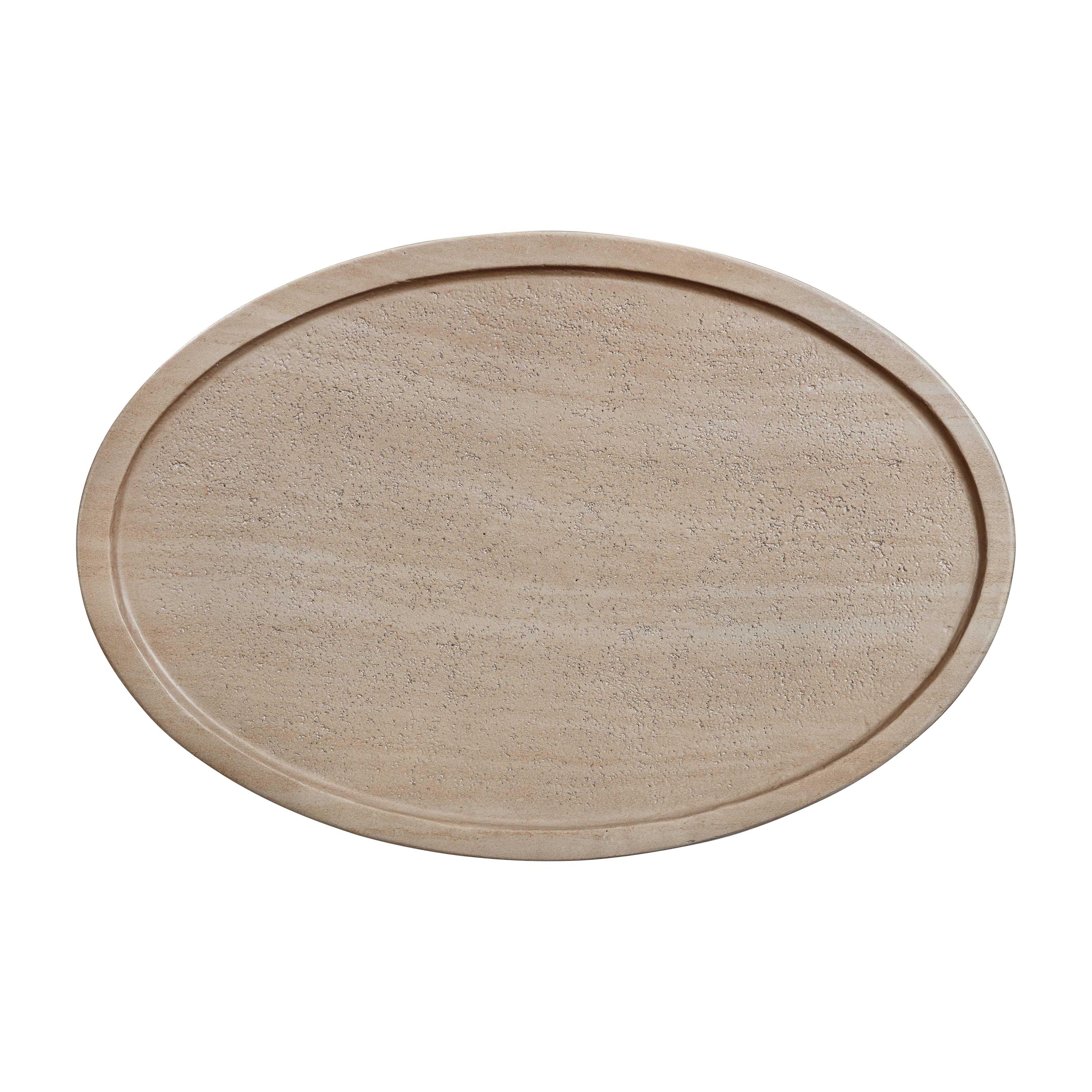 TOV Furniture Eclipse Textured Faux Travertine Indoor / Outdoor Side Table