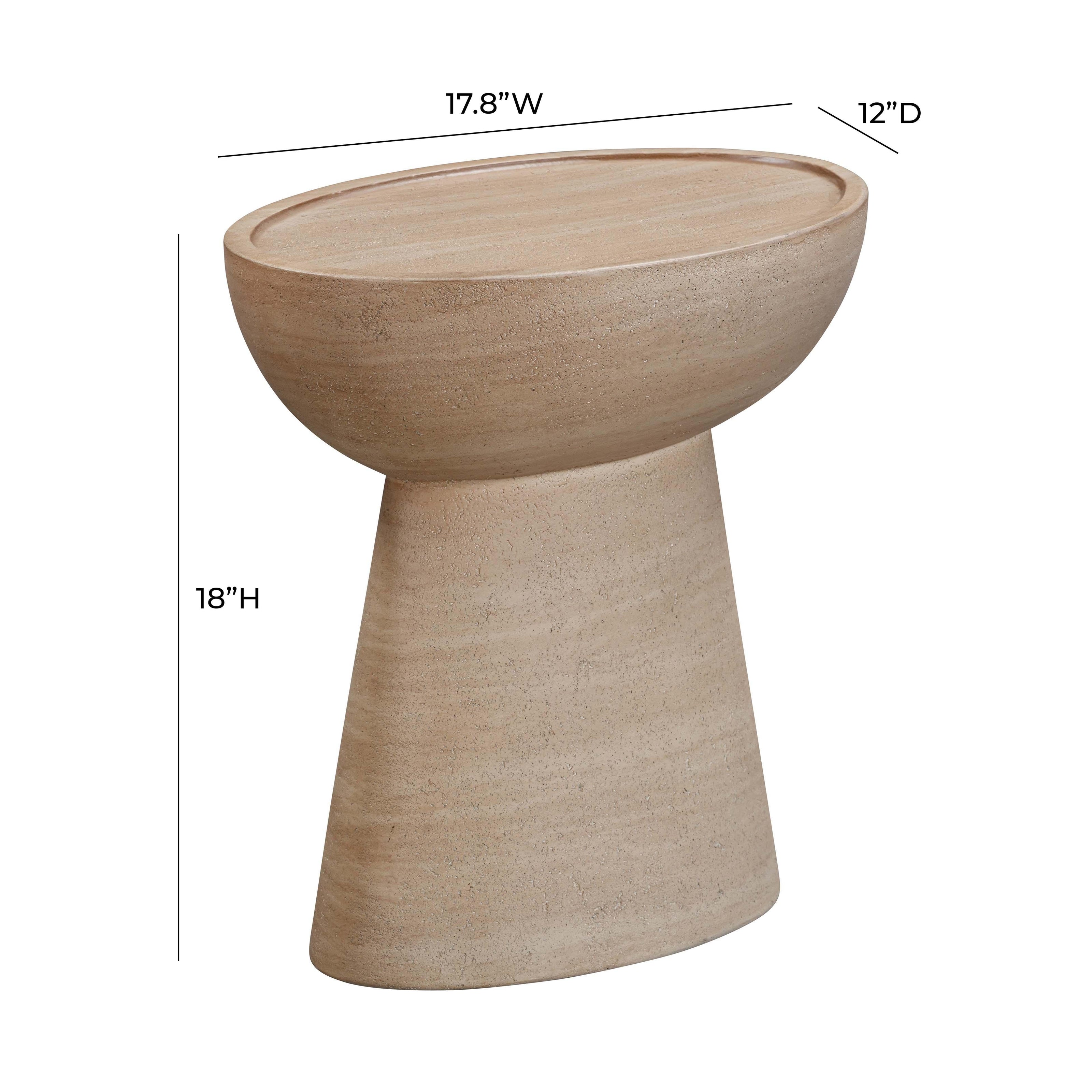 TOV Furniture Eclipse Textured Faux Travertine Indoor / Outdoor Side Table